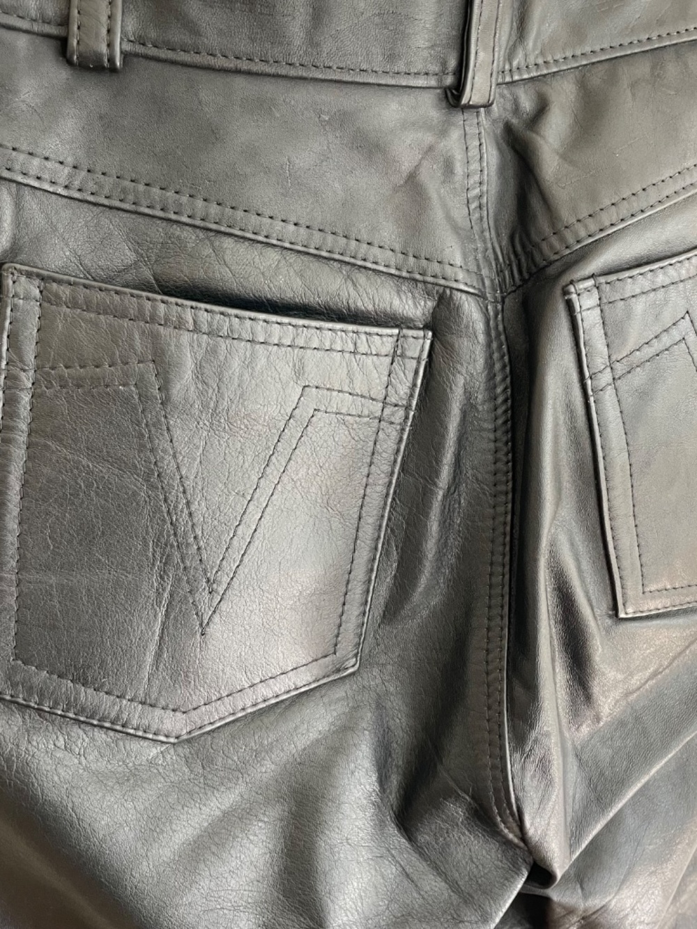 Vintage Reed Sportswear Genuine Black Leather High Waist straight Moto Pants XS - Picture 7 of 13